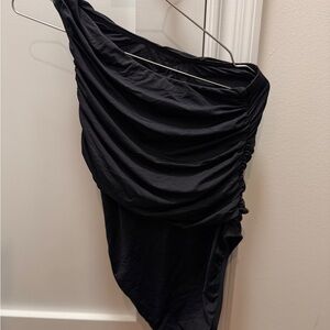 La Blanca Black One-Shoulder Top